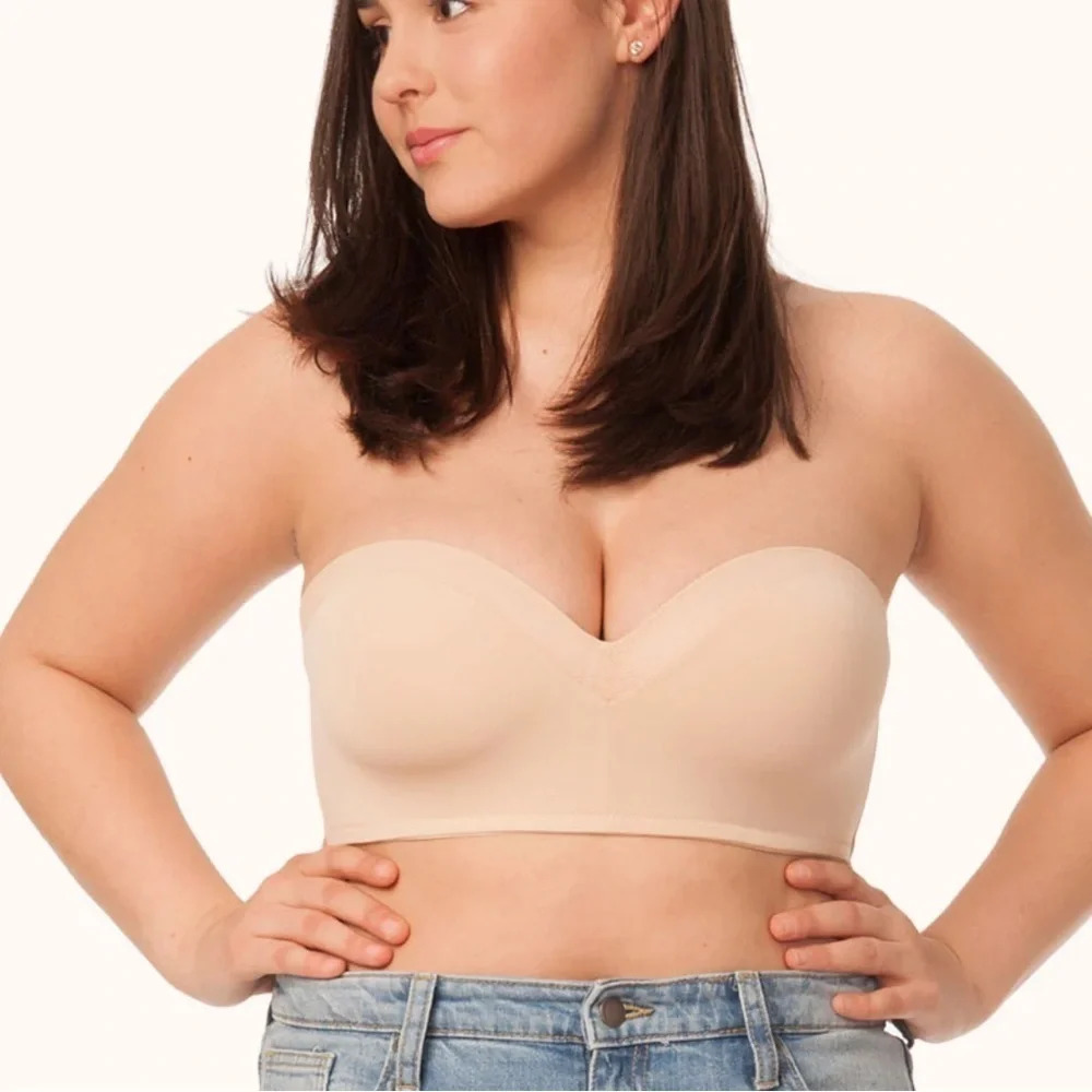Lively Womens 38C The No Wire‎ Free Bra Strapless Wireless Padded Toasted Almond